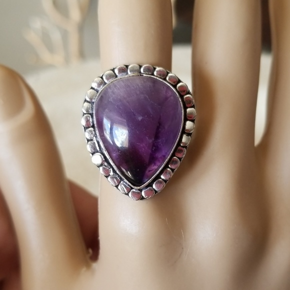 Host Pick !! Silver Purple Western Cocktail Ring Valentines Day - Picture 1 of 9